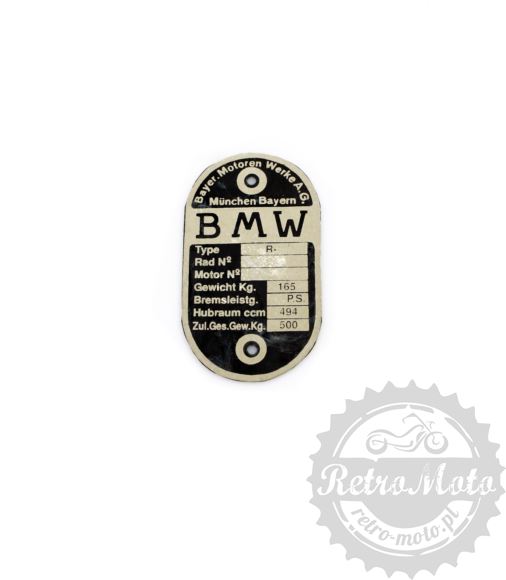 Tabliczka znamionowa BMW R - UNI. 1940-59 mosiądz
