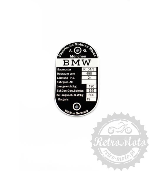 Tabliczka znamionowa BMW R51/3 R51-3
